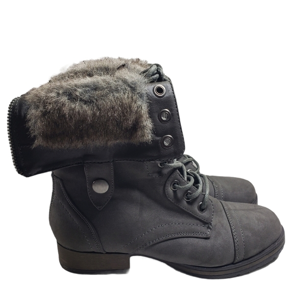 Just Fab Rhona Lace Up Faux Fur Boots Sz 6 - Picture 5 of 9